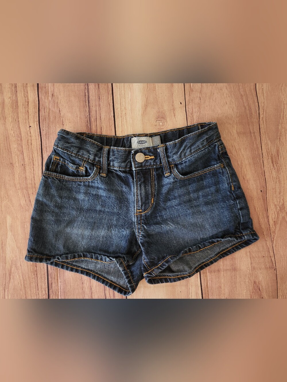Old Navy Girls Denim Shorty Shorts Size 8 Adjustable Waist Snap Closure